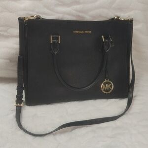 Michael Kors Hope Large Saffiano Leather Satchel Messenger Bag Black 2003